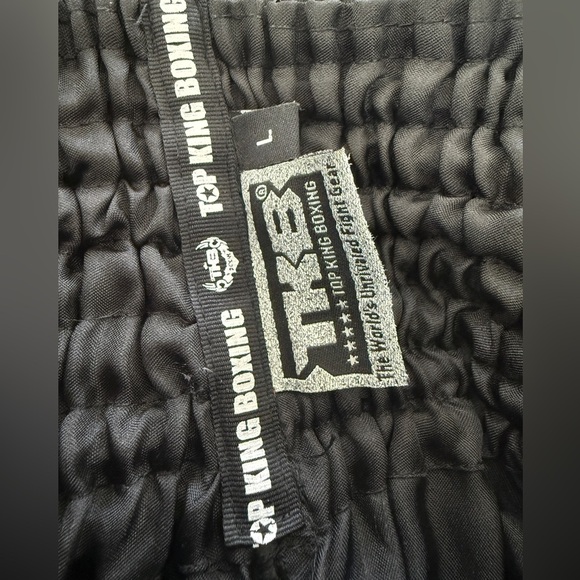 TKB Martial Arts Top King Boxing Shorts Black Silver - Picture 7 of 8